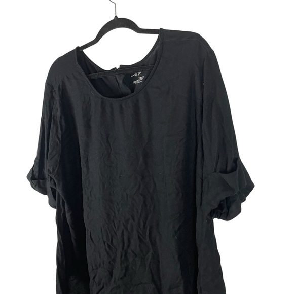 Lane Bryant Black Roll Sleeve Rayon Top Women’s Plus 22/24 - Picture 3 of 6